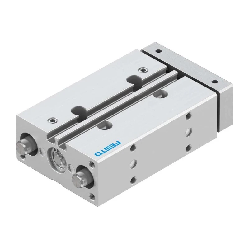 Festo Pneumatic Guided Cylinder 12mm Bore 50mm Stroke 10 Bar Double Acting Through Hole Mount DFM-12-50-P-A-KF