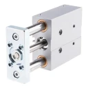 Festo Pneumatic Guided Cylinder, 20mm Bore, 80mm Stroke, Double Acting, Through Hole Mount, Elastomer DFM-20-80-P-A-GF