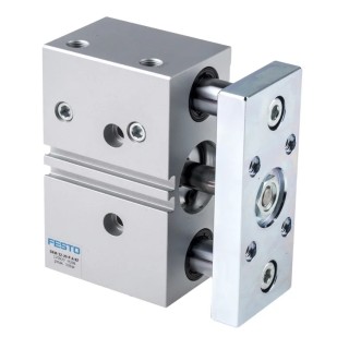 Festo Pneumatic Guided Cylinder 32mm Bore Double Acting Through Hole Mount 10 bar Pressure DFM-32-20-P-A-KF