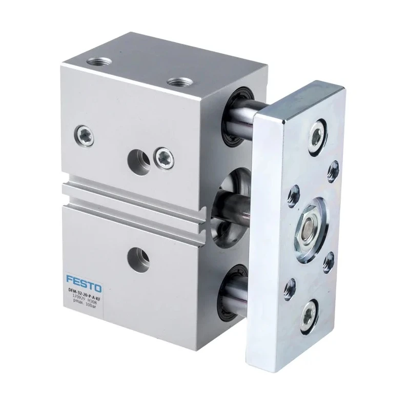 Festo Pneumatic Guided Cylinder 32mm Bore Double Acting Through Hole Mount 10 bar Pressure DFM-32-20-P-A-KF