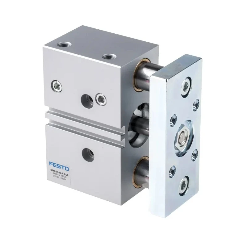 Festo Pneumatic Guided Cylinder 32mm Bore 20mm Stroke Double Acting Through Hole Mount DFM-32-20-P-A-GF