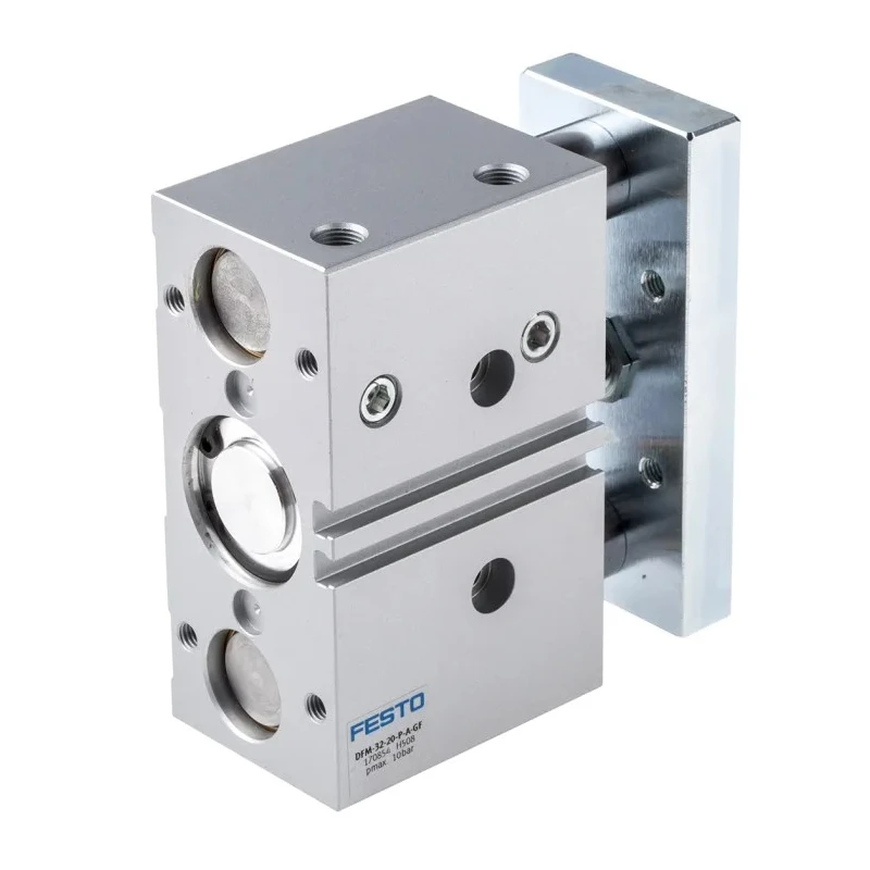 Festo Pneumatic Guided Cylinder 32mm Bore 20mm Stroke Double Acting Through Hole Mount DFM-32-20-P-A-GF