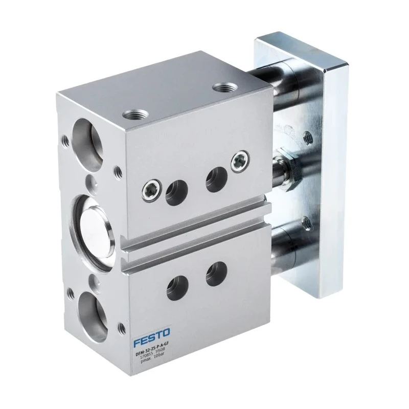 Festo Pneumatic Guided Cylinder 32mm Bore 25mm Stroke Double Acting Through Hole Mount DFM-32-25-P-A-GF
