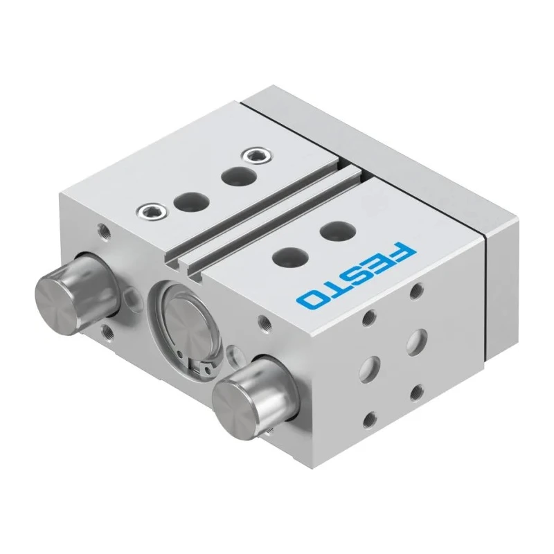 Festo Pneumatic Guided Cylinder 32mm Bore 25mm Stroke Double Acting Through Hole Mount DFM-32-25-P-A-GF