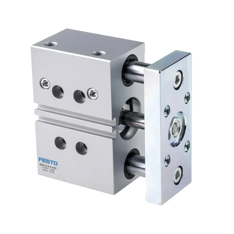 Festo Pneumatic Guided Cylinder 32mm Bore, DFM Series, 25 mm Stroke, Double Acting, 10 bar Pressure, Model DFM-32-25-P-A-KF