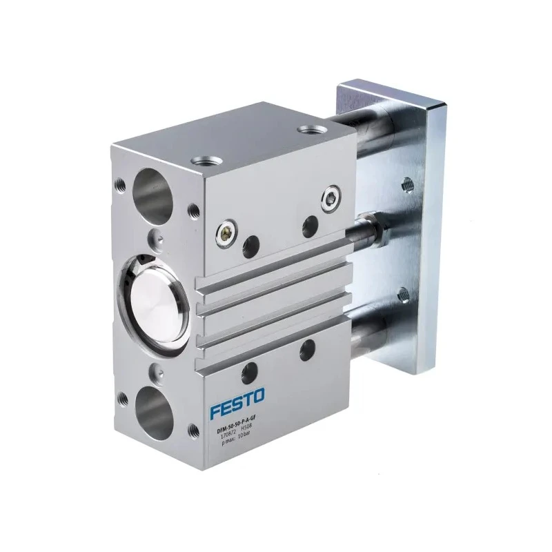 Festo Pneumatic Guided Cylinder DFM Series 50 mm Bore Double Acting Through Hole Mount 10 bar Pressure DFM-50-50-P-A-GF