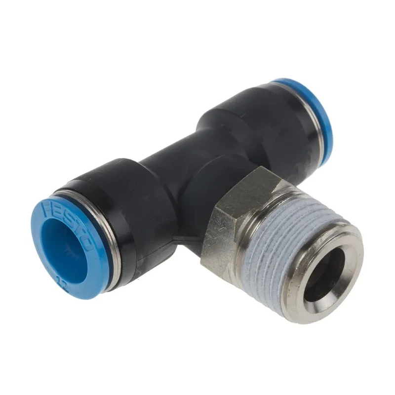 Festo QS Series Push-In 12 mm Pneumatic T-Shape Fitting Threaded-to-Tube Connector QST-1/2-12