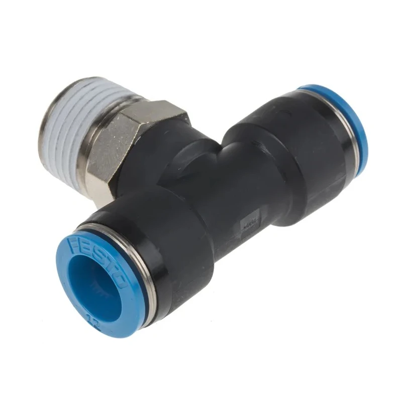 Festo QS Series Push-In 12 mm Pneumatic T-Shape Fitting Threaded-to-Tube Connector QST-1/2-12