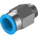 Festo Pneumatic Fitting 16mm Push-in to 3/8 in G Male Thread Brass Nickel Finish QS-G3/8-16