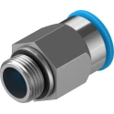 Festo Pneumatic Fitting 16mm Push-in to 3/8 in G Male Thread Brass Nickel Finish QS-G3/8-16