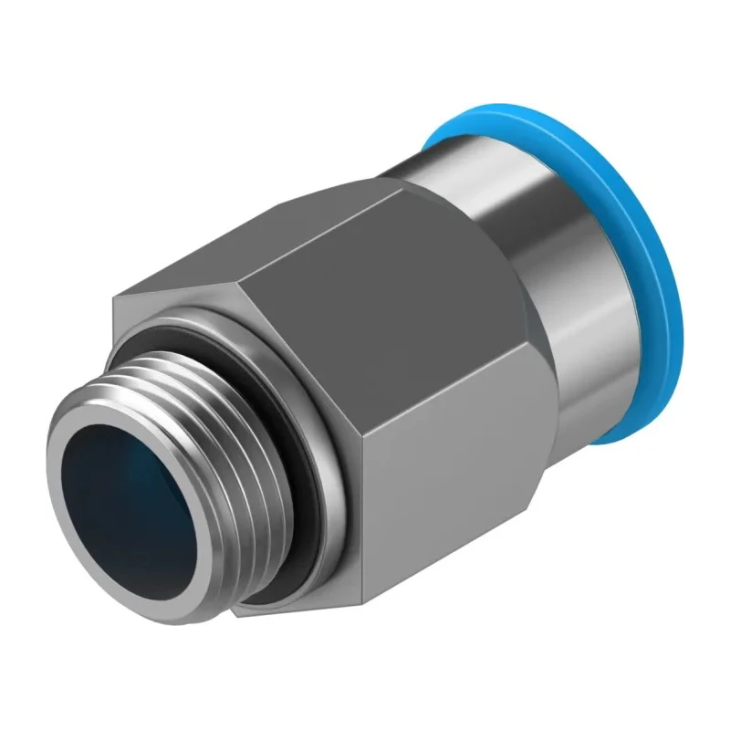 Festo Pneumatic Fitting 16mm Push-in to 3/8 in G Male Thread Brass Nickel Finish QS-G3/8-16