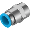Festo Pneumatic Fitting 16mm Push-in, Female, 1/2 in G Threaded-to-Tube, Nickel Plated Brass QSF-1/2-16-B