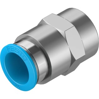 Festo Pneumatic Fitting 16mm Push-in, Female, 1/2 in G Threaded-to-Tube, Nickel Plated Brass QSF-1/2-16-B