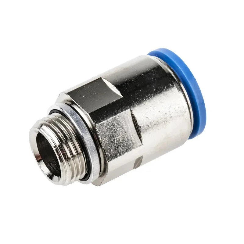 Festo Pneumatic Fitting 16mm Push-in to 3/8 in G Male Thread Brass Nickel Finish QS-G3/8-16