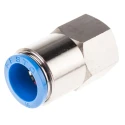 Festo Pneumatic Fitting 16mm Push-in, Female, 1/2 in G Threaded-to-Tube, Nickel Plated Brass QSF-1/2-16-B