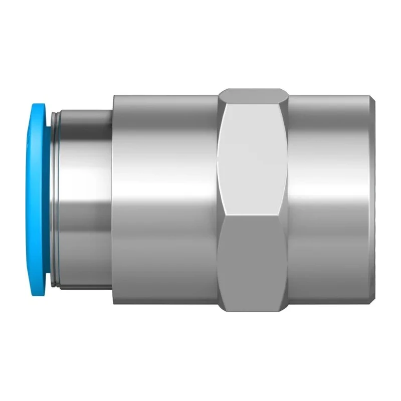 Festo Pneumatic Fitting 16mm Push-in, Female, 1/2 in G Threaded-to-Tube, Nickel Plated Brass QSF-1/2-16-B