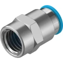 Festo Pneumatic Fitting 16mm Push-in, Female, 1/2 in G Threaded-to-Tube, Nickel Plated Brass QSF-1/2-16-B