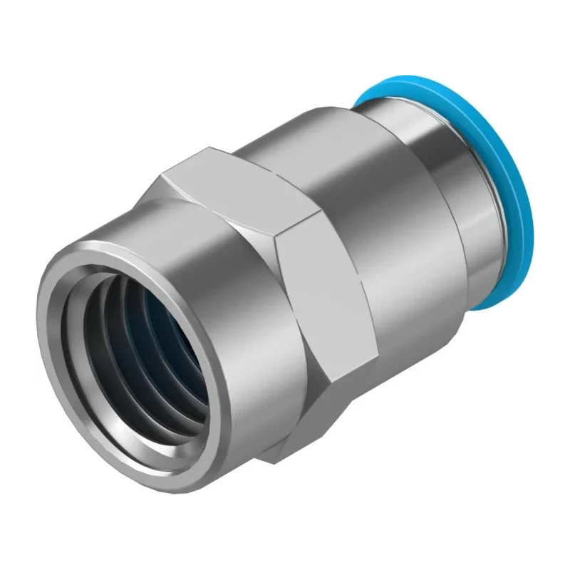 Festo Pneumatic Fitting 16mm Push-in, Female, 1/2 in G Threaded-to-Tube, Nickel Plated Brass QSF-1/2-16-B