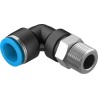 Festo Nickel Plated Brass Pneumatic Fitting Male Threaded-to-Tube R 1/2 in Push-In 16 mm, 90° Angle QSL-1/2-16