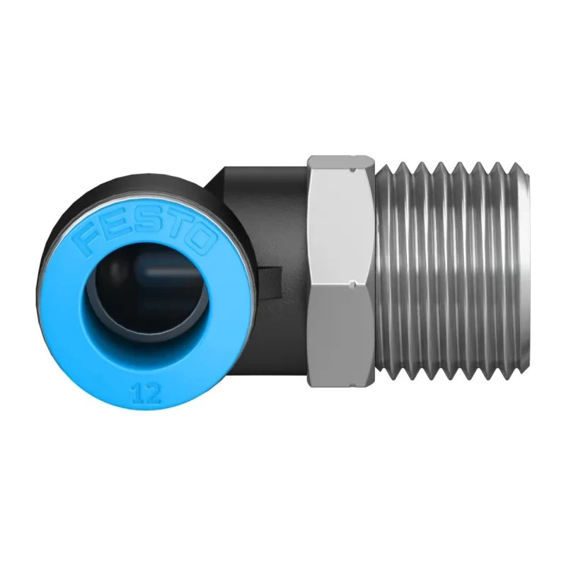 Festo Nickel Plated Brass Pneumatic Fitting QSL Series Male Threaded-to-Tube R 1/2 in G Metric Push-in Tube QSL-1/2-12