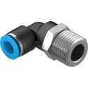 Festo Nickel Plated Brass Pneumatic Fitting Male R 1/2 in G Metric Push-In 90° QSL-1/2-10