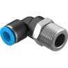 Festo Nickel Plated Brass Pneumatic Fitting Male R 1/2 in G Metric Push-In 90° QSL-1/2-10