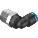 Festo Nickel Plated Brass Pneumatic Fitting Male R 1/2 in G Metric Push-In 90° QSL-1/2-10