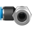 Festo Nickel Plated Brass Pneumatic Fitting Male R 1/2 in G Metric Push-In 90° QSL-1/2-10