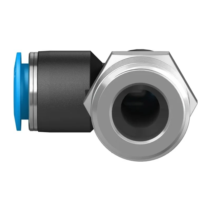 Festo Nickel Plated Brass Pneumatic Fitting Male R 1/2 in G Metric Push-In 90° QSL-1/2-10