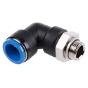 Festo Nickel Plated Brass Pneumatic Fitting Male Threaded-to-Tube G 3/8, Push-in 16mm Tube QSL-G3/8-16
