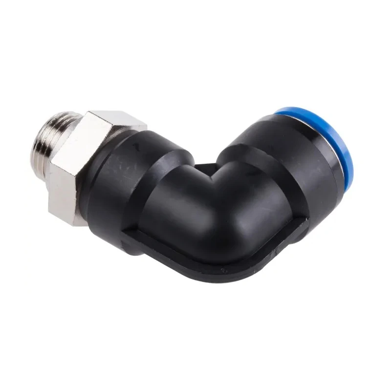 Festo Nickel Plated Brass Pneumatic Fitting Male Threaded-to-Tube G 3/8, Push-in 16mm Tube QSL-G3/8-16