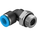 Festo Pneumatic Fitting Male Threaded-to-Tube Nickel Plated Brass 12mm Push-In, G 1/2, ISO 228-1, EN 10226-1 QSL-G1/2-12