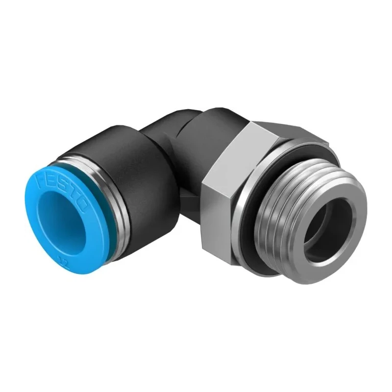 Festo Pneumatic Fitting Male Threaded-to-Tube Nickel Plated Brass 12mm Push-In, G 1/2, ISO 228-1, EN 10226-1 QSL-G1/2-12