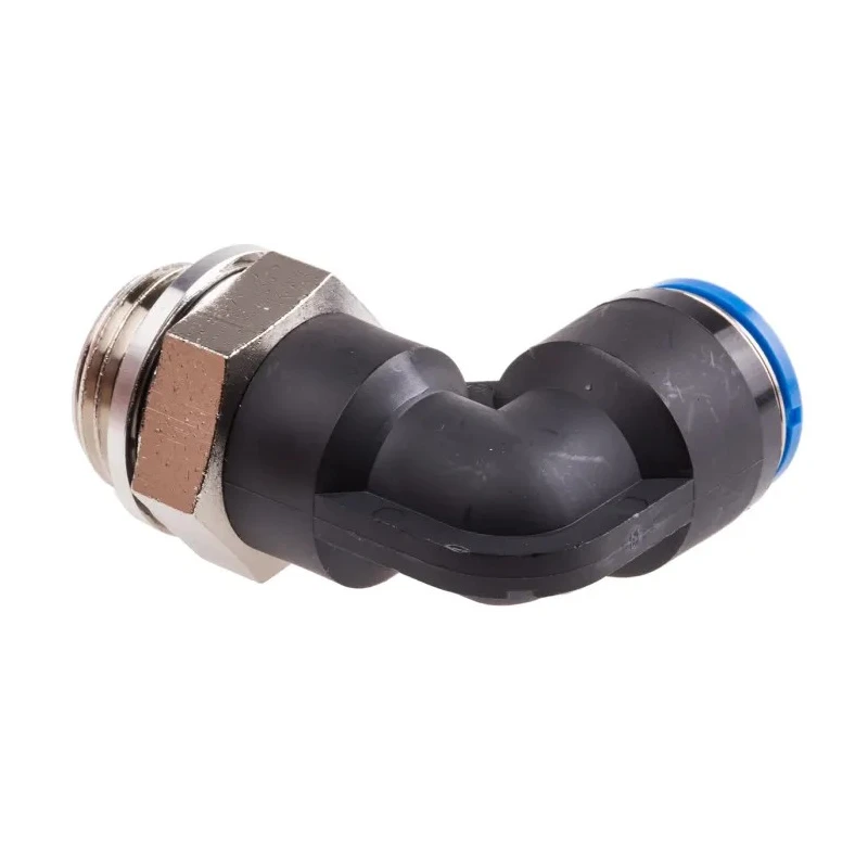 Festo Pneumatic Fitting Male Threaded-to-Tube Nickel Plated Brass 12mm Push-In, G 1/2, ISO 228-1, EN 10226-1 QSL-G1/2-12