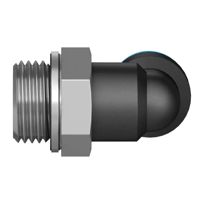Festo Pneumatic Fitting Male Threaded-to-Tube Nickel Plated Brass 12mm Push-In, G 1/2, ISO 228-1, EN 10226-1 QSL-G1/2-12