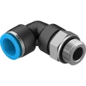 Festo Pneumatic Fitting Male Threaded-to-Tube, Nickel Plated Brass, G 1/2 x Push-In 16mm, 90° Angle, ISO 228-1 QSL-G1/2-16