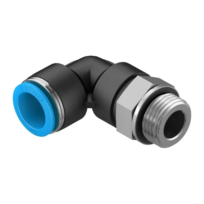 Festo Pneumatic Fitting Male Threaded-to-Tube, Nickel Plated Brass, G 1/2 x Push-In 16mm, 90° Angle, ISO 228-1 QSL-G1/2-16