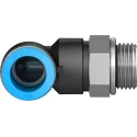 Festo Pneumatic Fitting Male Threaded-to-Tube, Nickel Plated Brass, G 1/2 x Push-In 16mm, 90° Angle, ISO 228-1 QSL-G1/2-16