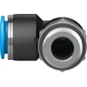Festo Pneumatic Fitting Male Threaded-to-Tube, Nickel Plated Brass, G 1/2 x Push-In 16mm, 90° Angle, ISO 228-1 QSL-G1/2-16