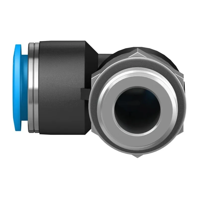 Festo Pneumatic Fitting Male Threaded-to-Tube, Nickel Plated Brass, G 1/2 x Push-In 16mm, 90° Angle, ISO 228-1 QSL-G1/2-16