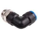 Festo Pneumatic Fitting Male Threaded-to-Tube, Nickel Plated Brass, G 1/2 x Push-In 16mm, 90° Angle, ISO 228-1 QSL-G1/2-16