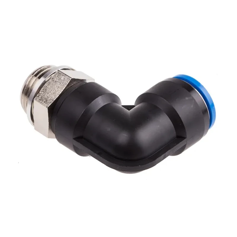 Festo Pneumatic Fitting Male Threaded-to-Tube, Nickel Plated Brass, G 1/2 x Push-In 16mm, 90° Angle, ISO 228-1 QSL-G1/2-16