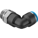 Festo Pneumatic Fitting Male Threaded-to-Tube, Nickel Plated Brass, G 1/2 x Push-In 16mm, 90° Angle, ISO 228-1 QSL-G1/2-16