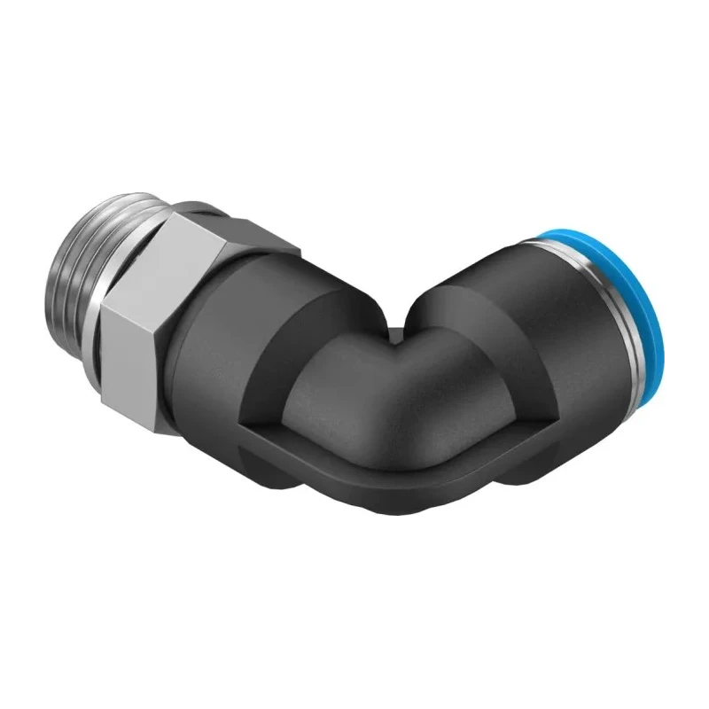 Festo Pneumatic Fitting Male Threaded-to-Tube, Nickel Plated Brass, G 1/2 x Push-In 16mm, 90° Angle, ISO 228-1 QSL-G1/2-16