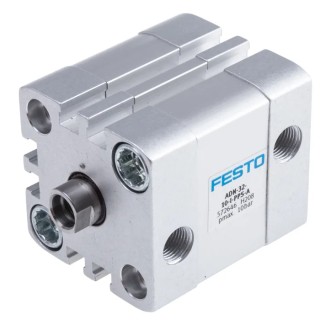 Festo Compact Aluminium Pneumatic Cylinder ADN-32-10-I-PPS-A, 32mm Bore, 10mm Stroke, Double Acting, ISO 21287 Standard