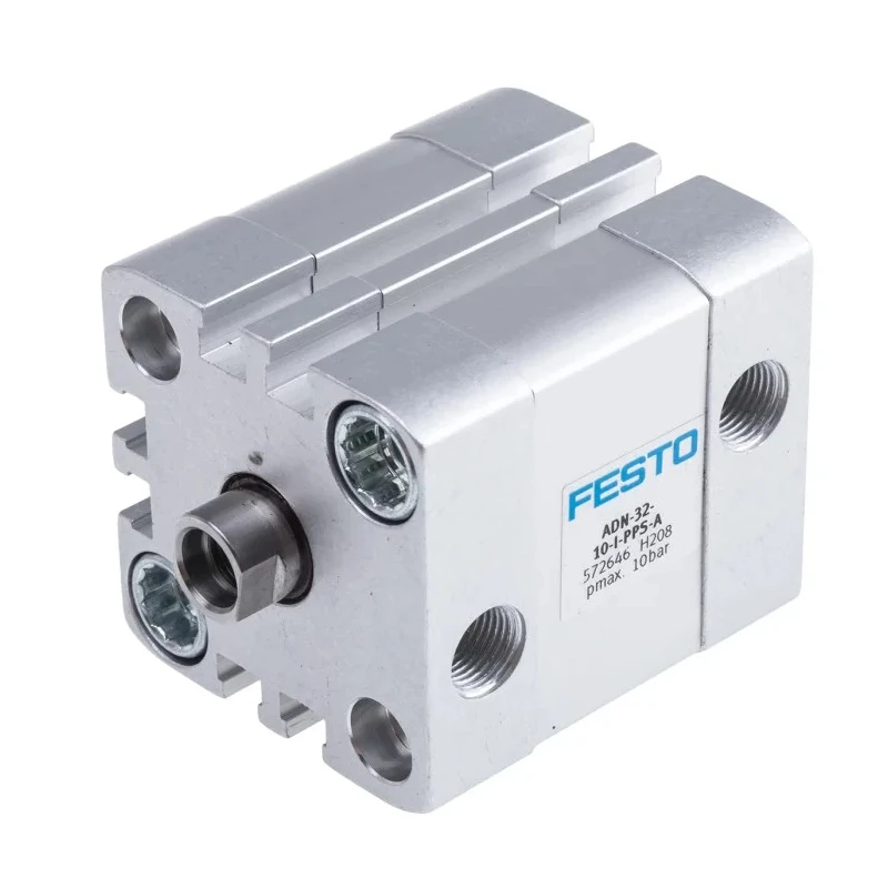 Festo Compact Aluminium Pneumatic Cylinder ADN-32-10-I-PPS-A, 32mm Bore, 10mm Stroke, Double Acting, ISO 21287 Standard