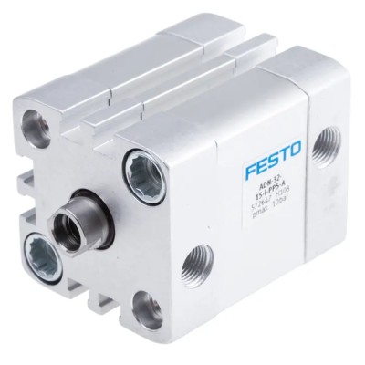 Festo ADN Series Pneumatic Cylinder 32mm Bore 15mm Stroke Double Acting Aluminium Body ADN-32-15-I-PPS-A