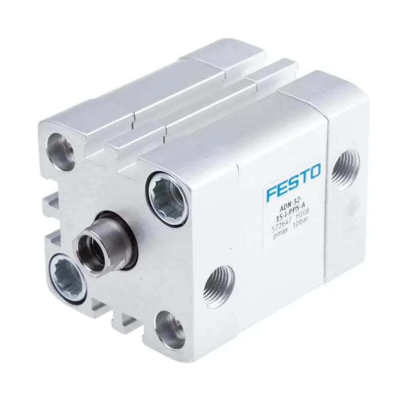 Festo ADN Series Pneumatic Cylinder 32mm Bore 15mm Stroke Double Acting Aluminium Body ADN-32-15-I-PPS-A