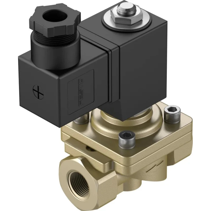 Festo Pneumatic 2/2 Solenoid Valve Brass Body, 24V DC, 11W Power, G 3/8 Port, VZWF-B-L-M22C-G38-135-1P4-10