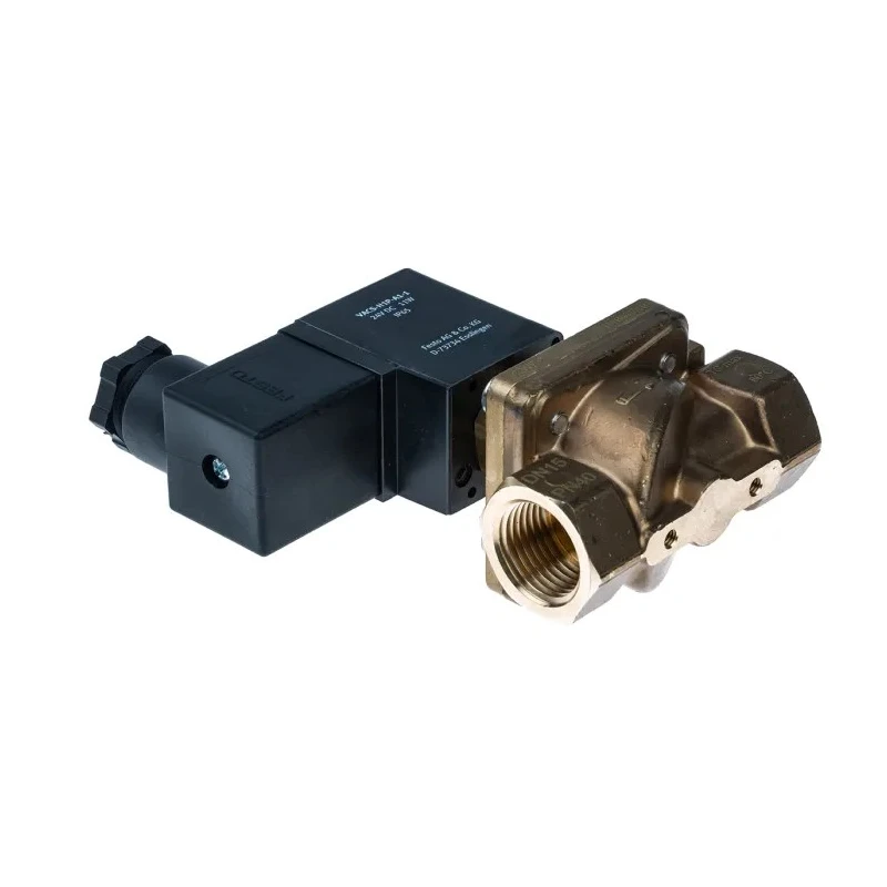 Festo 2/2 Solenoid Valve G1/2, Brass Body, Nitrile Rubber Seal, 24V DC, 11W Power, 10 bar VZWF-B-L-M22C-G12-135-1P4-10